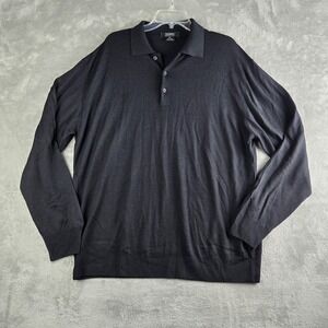 Giorgiolini Sweater XL Black Merino Wool Extra Fine Collared Long Sleeve Italy